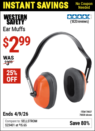 Harbor Freight Coupons, HF Coupons, 20% off - Industrial Ear Muffs
