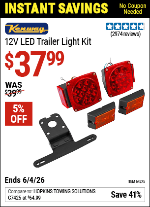 Harbor Freight Coupons, HF Coupons, 20% off - 12 Volt Led Trailer Light Kit