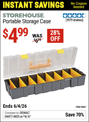 Harbor Freight Coupons, HF Coupons, 20% off - 9 Bin Portable Storage Case