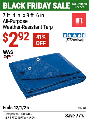 Harbor Freight Coupons, HF Coupons, 20% off - HFT 7 ft. 4 in. x 9 ft. 6 in. Blue All Purpose/Weather Resistant Tarp for $2.99