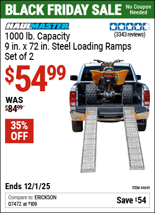 Harbor Freight Coupons, HF Coupons, 20% off - 1000 Lb. Steel Loading Ramps, Set Of Two