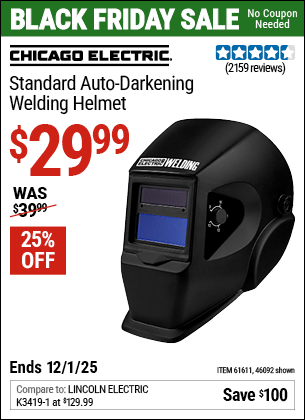 Harbor Freight Coupons, HF Coupons, 20% off - Adjustable Shade Auto-darkening Welding Helmet