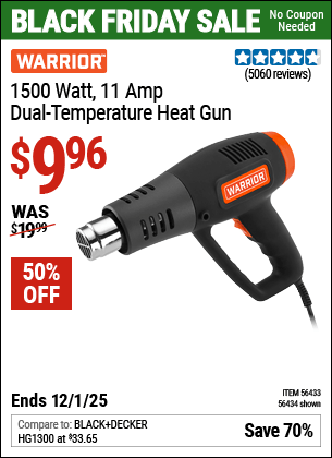 Harbor Freight Coupons, HF Coupons, 20% off - 1500w Dual Temperature Heat Gun