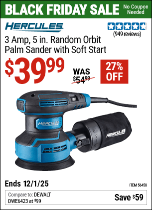 Harbor Freight Coupons, HF Coupons, 20% off - 3  Amp Corded 5 in. Variable Speed Random Orbital Sander