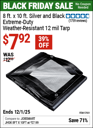 Harbor Freight Coupons, HF Coupons, 20% off - 8 ft. x 10 ft. Silver & Black Extreme Duty Weather Resistant Tarp