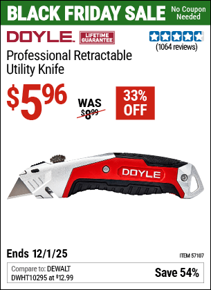 Harbor Freight Coupons, HF Coupons, 20% off - DOYLE Professional Retractable Utility Knife 