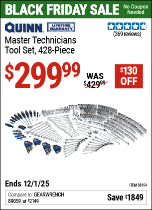 Harbor Freight Coupons, HF Coupons, 20% off - QUINN Master Technician Tool Set 