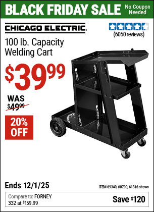 Harbor Freight Coupons, HF Coupons, 20% off - Mig-flux Welding Cart