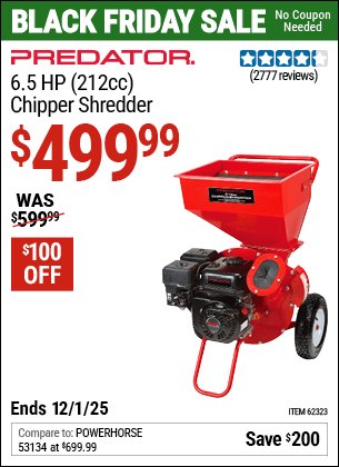 Harbor Freight Coupons, HF Coupons, 20% off - Chipper/shredder With 6.5 Hp Gas Engine (212 Cc)