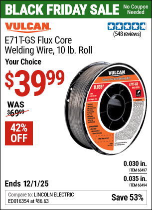 Harbor Freight Coupons, HF Coupons, 20% off - 0.035 in. E71T-GS Flux Core Welding Wire, 10.00 lb. Roll