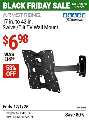 Harbor Freight Coupons, HF Coupons, 20% off - Swivel/tilt Tv Wall Mount