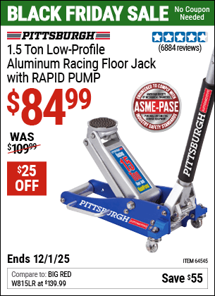 Harbor Freight Coupons, HF Coupons, 20% off - Pittsburgh Rapid Pump 1.5 Ton Lightweight Aluminum Floor Jack