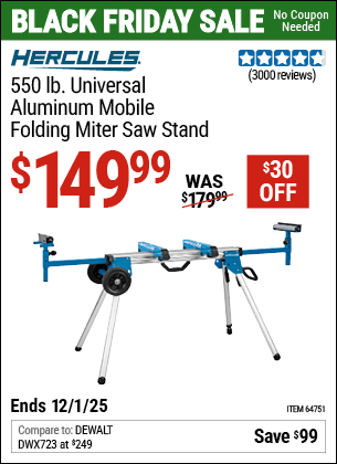 Harbor Freight Coupons, HF Coupons, 20% off - Hercules Heavy Duty Mobile Miter Saw Stand