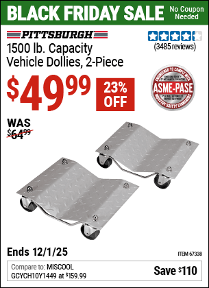 Harbor Freight Coupons, HF Coupons, 20% off - 2 Piece 1500 Lb. Capacity Vehicle Wheel Dollies