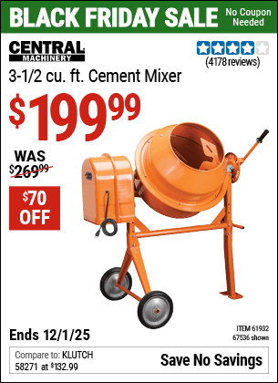Harbor Freight Coupons, HF Coupons, 20% off - 3-1/2 Cubic Ft. Cement Mixer
