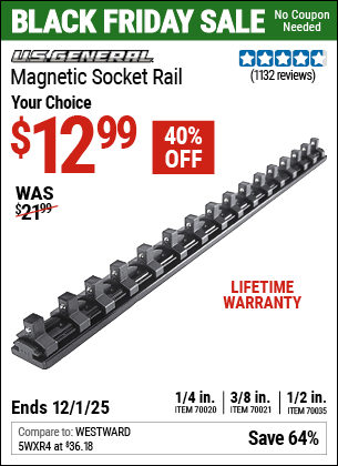 Harbor Freight Coupons, HF Coupons, 20% off - U.s. General Magnetic Socket Rails
