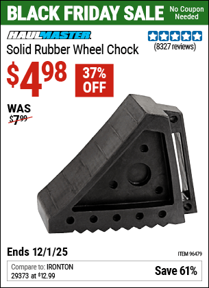 Harbor Freight Coupons, HF Coupons, 20% off - Solid Rubber Wheel Chock