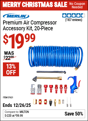 Harbor Freight Coupons, HF Coupons, 20% off - Premium Air Compressor Accessory Kit, 20 Pc.