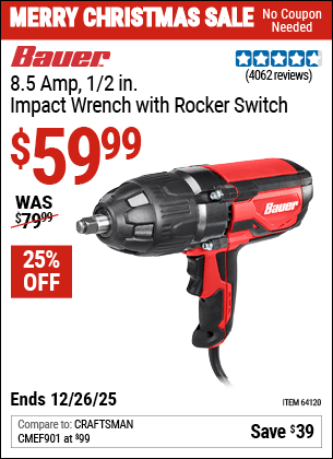 Harbor Freight Coupons, HF Coupons, 20% off - Bauer 1/2