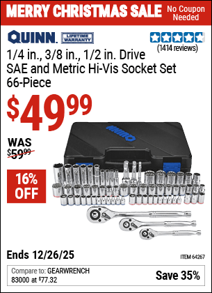 Harbor Freight Coupons, HF Coupons, 20% off - 66 Piece, 1/4