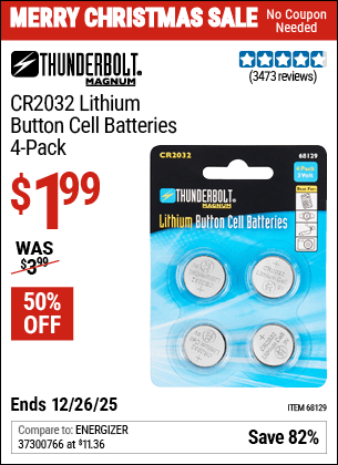 Harbor Freight Coupons, HF Coupons, 20% off - Lithium Button Cell Batteries Pack Of 4