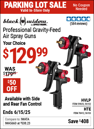 Harbor Freight Coupons, HF Coupons, 20% off - Black Widow 20 Oz. Professional Hvlp Base/clear Coat Air Spray Gun, 20 Oz. Professional Hte Compliant Top Coat Air Spray Gun