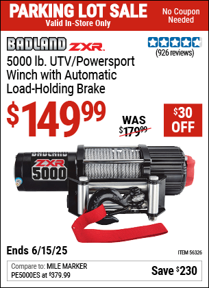 Harbor Freight Coupons, HF Coupons, 20% off - BADLAD ZXR 5000 lb.