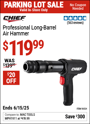 Harbor Freight Coupons, HF Coupons, 20% off - Professional Long Barrel Air Hammer