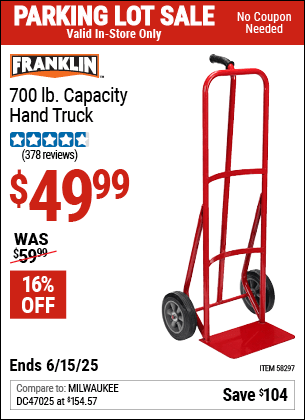 Harbor Freight Coupons, HF Coupons, 20% off - FRANKLIN 700 lb. Capacity Hand Truck for $49.99
