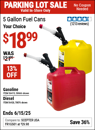 Harbor Freight Coupons, HF Coupons, 20% off - 5 Gallon Gas Can