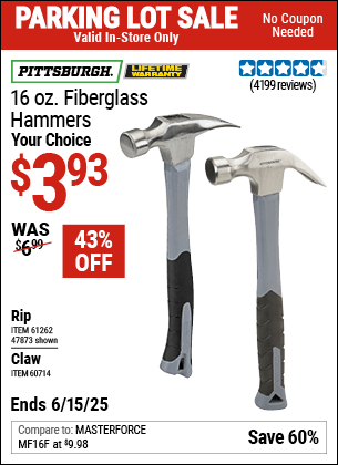Harbor Freight Coupons, HF Coupons, 20% off - 16 Oz. Fiberglass Handle Hammers