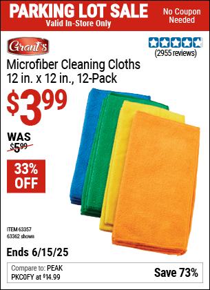 Harbor Freight Coupons, HF Coupons, 20% off - Microfiber Cleaning Cloths Pack Of 12