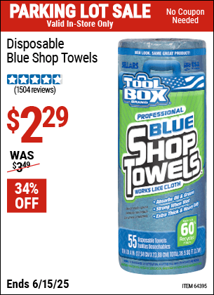 Harbor Freight Coupons, HF Coupons, 20% off - Disposable Blue Shop Towels