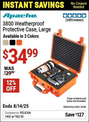 Harbor Freight Coupons, HF Coupons, 20% off - APACHE 3800 Weatherproof Protective Case for $28.99