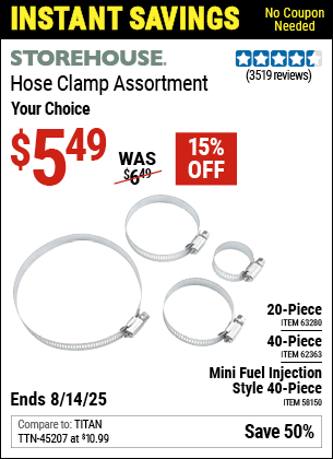 Harbor Freight Coupons, HF Coupons, 20% off - Hose Clamp Assortment Kit for $5.99