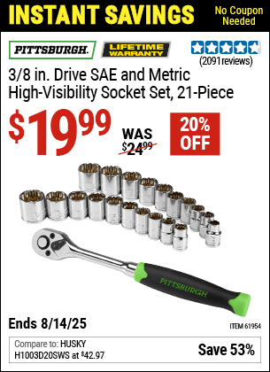 Harbor Freight Coupons, HF Coupons, 20% off - 21 Piece 3/8