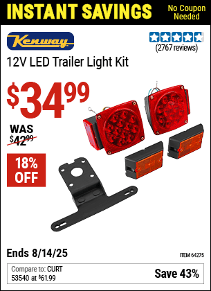 Harbor Freight Coupons, HF Coupons, 20% off - 12 Volt Led Trailer Light Kit
