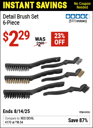 Harbor Freight Coupons, HF Coupons, 20% off - 6 Piece Detail Brush Set