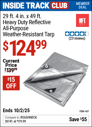 Harbor Freight Coupons, HF Coupons, 20% off - HFT 29 ft. 4 in. x 49 ft. Silver/Heavy Duty Reflective All Purpose/Weather Resistant Tarp for $129.99