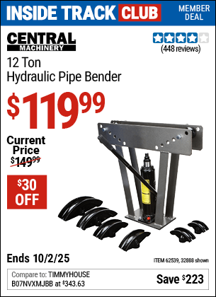 Harbor Freight Coupons, HF Coupons, 20% off - 12 Ton Hydraulic Pipe Bender