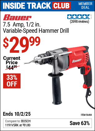 Harbor Freight Coupons, HF Coupons, 20% off - 1/2 in.  7.5  Amp Variable Speed Reversible Hammer Drill