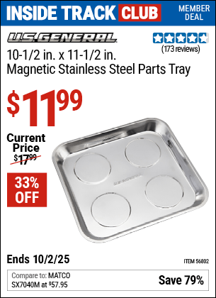 Harbor Freight Coupons, HF Coupons, 20% off - 10-1/2 in. x 11-1/2 in. Magnetic Stainless Steel Parts Tray