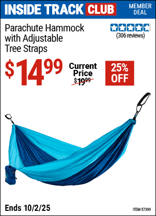 Harbor Freight Coupons, HF Coupons, 20% off - Parachute Hammock with Adjustable Tree Straps