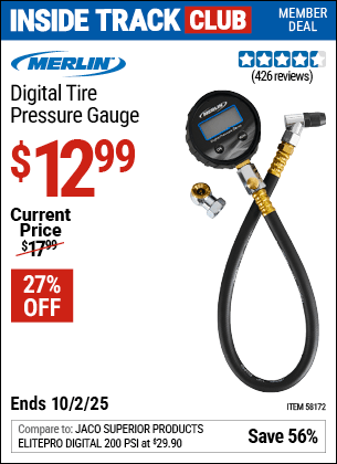 Harbor Freight Coupons, HF Coupons, 20% off - MERLIN Digital Tire Pressure Gauge for $14.99