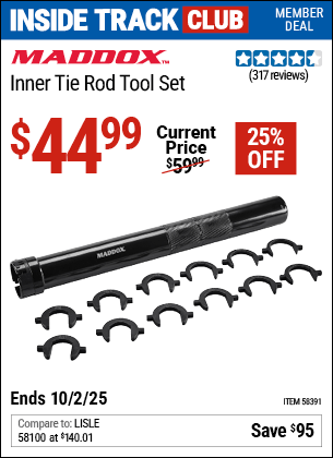 Harbor Freight Coupons, HF Coupons, 20% off - MADDOX Inner Tie Rod Tool Set 