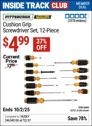 Harbor Freight Coupons, HF Coupons, 20% off - 12 Piece Cushion Grip Screwdriver Set