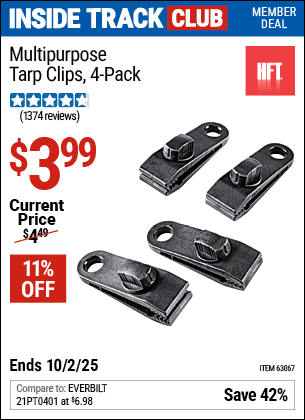 Harbor Freight Coupons, HF Coupons, 20% off - 4 Piece Multipurpose Tarp Clips