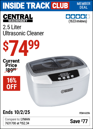 Harbor Freight Coupons, HF Coupons, 20% off - 2.5 Liter Ultrasonic Cleaner