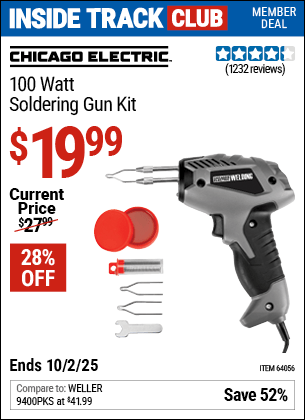 Harbor Freight Coupons, HF Coupons, 20% off - Chicago Electric Welding 100 Watt Soldering Gun Kit