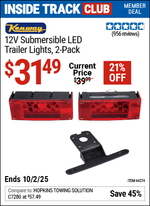 Harbor Freight Coupons, HF Coupons, 20% off - 2 Piece Submersible Trailer Lights